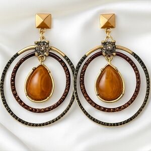 Nordstrom Dainty Brown, Gold tone Drop Dangle Earrings - Women's fashion Jewelry